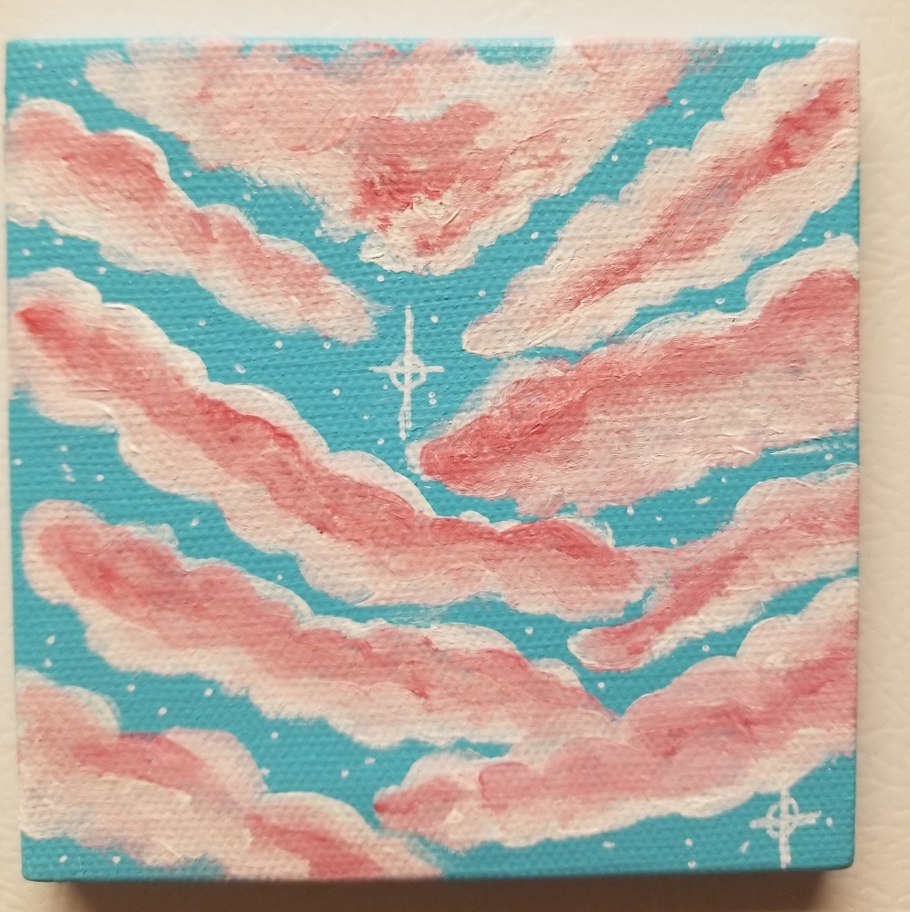 Mini acrylic cloud sky painting